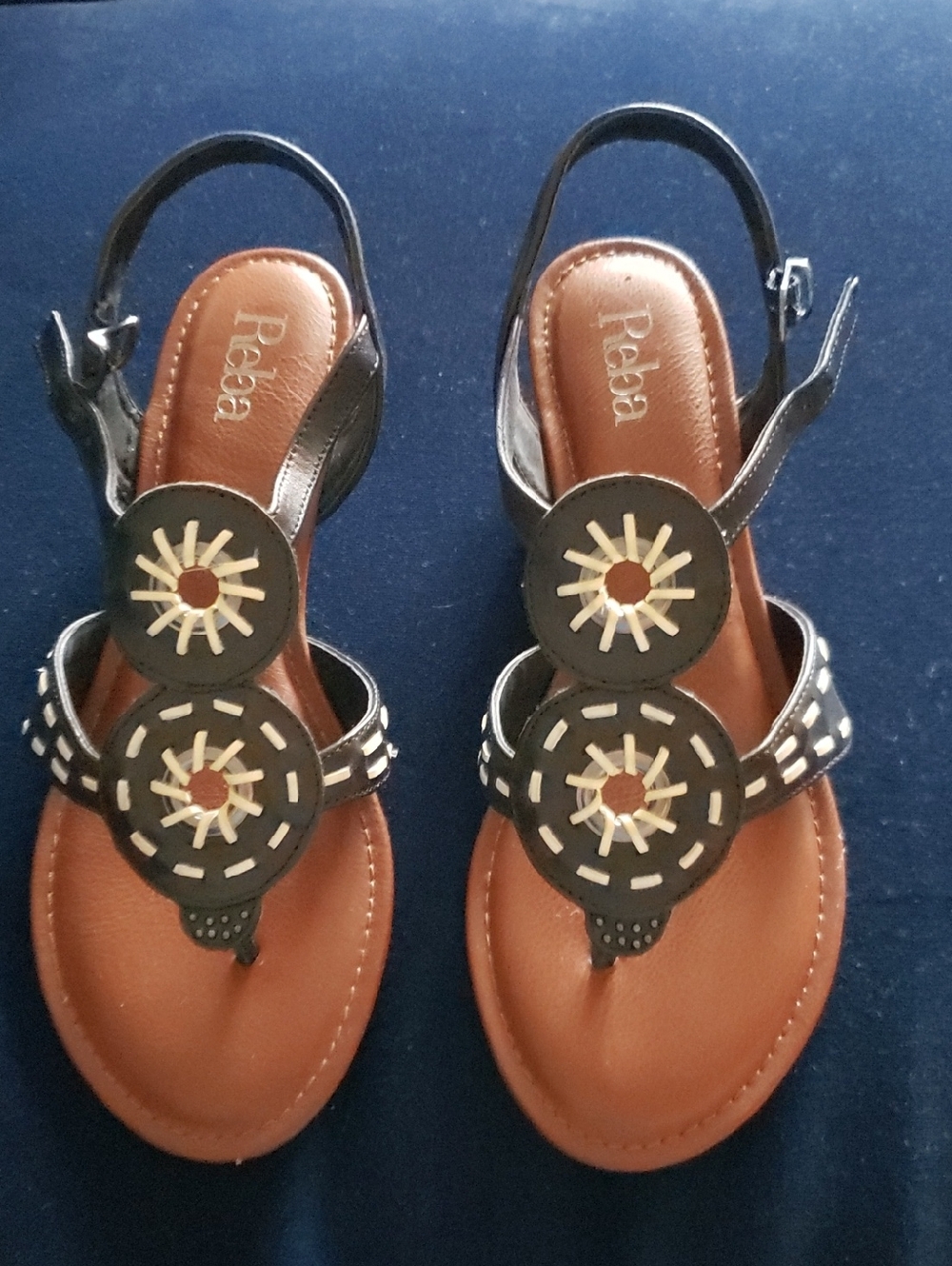 Reba Brown and Metallic Silver Decorative Slingback Sandals Size 7